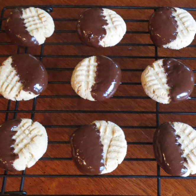 Chewy Chocolate Dipped Peanut Butter Cookies