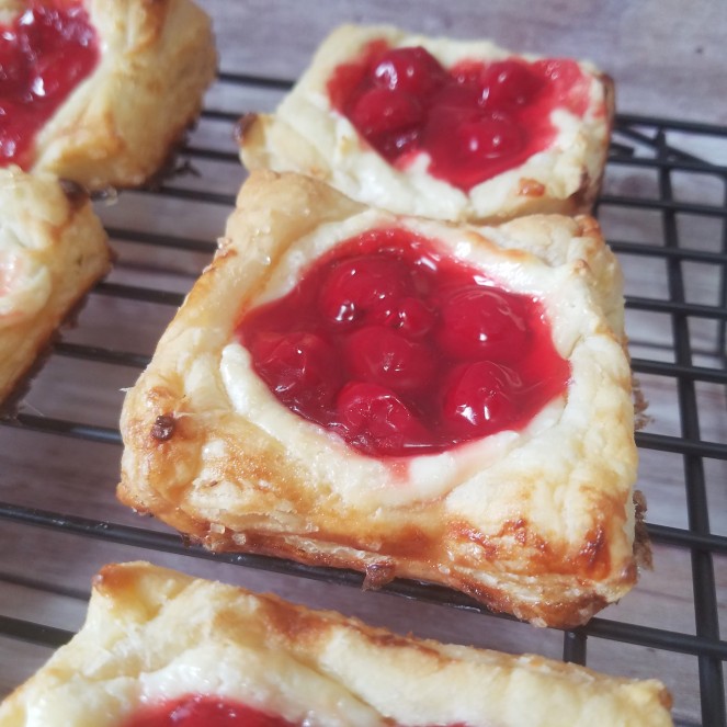 Easy Cherry Danish using frozen puff pastry.  By Rumbly in my Tumbly