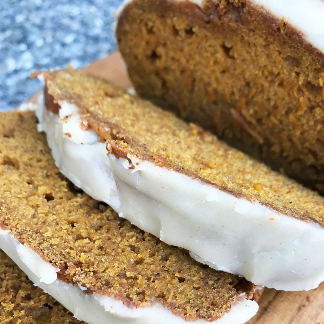Best Ever Pumpkin Bread {with brown butter icing} by Rumbly in my Tumbly